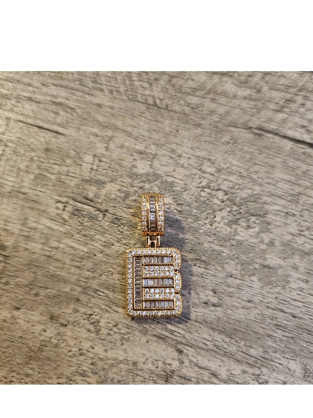 Gold Tone Crystal Letter B Pendant Necklace Charm